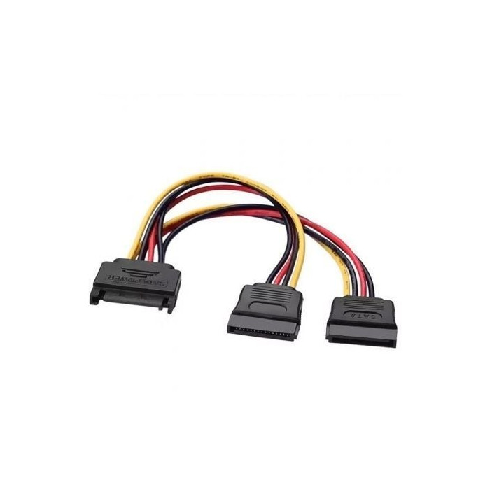 Cable Alimentación Aisens A131-0353/ SATA Macho - 2x SATA Hembra/ Hasta 54W/ 20cm/ Negro | Alimentación y Datos