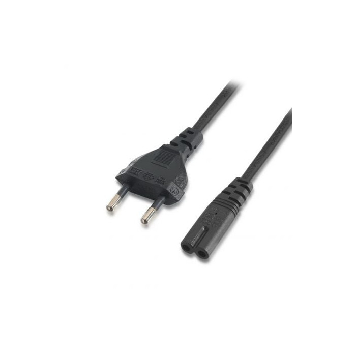 Cable Alimentación Forma 8 Aisens A132-0173/ CEE7/16 Macho - C7 Hembra/ Hasta 1500W/ 1.5m/ Negro | Alimentación y Datos