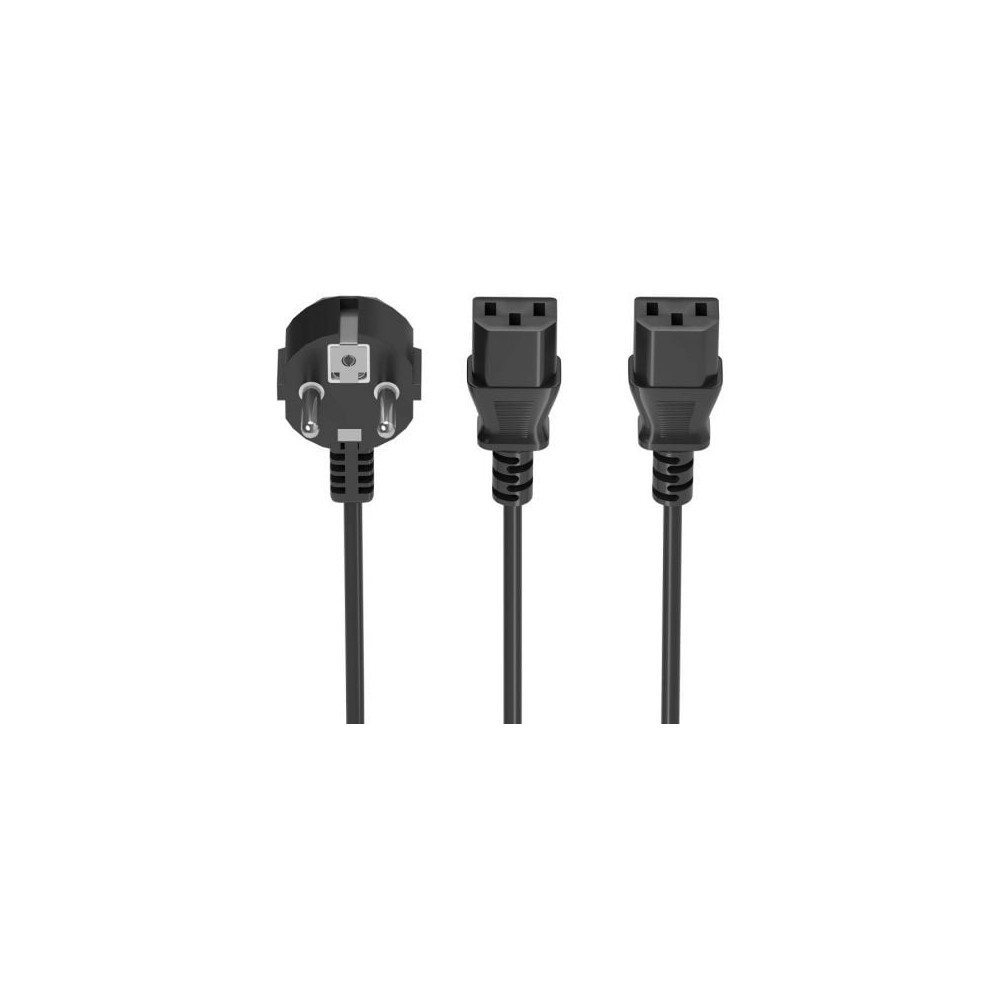 Cable Alimentación CPU Aisens A132-0865/ CEE7 Macho - 2x C13 Hembra/ 3m/ Negro | Alimentación y Datos