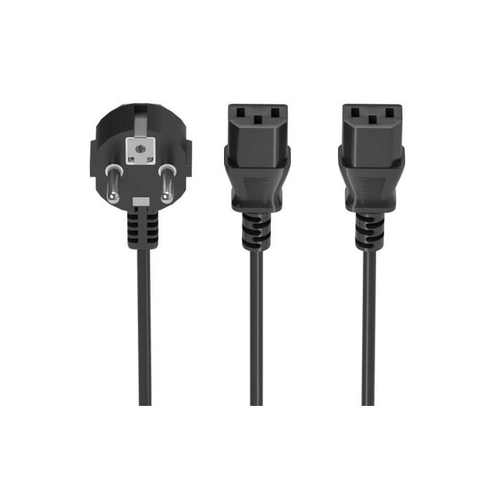 Cable Alimentación CPU Aisens A132-0865/ CEE7 Macho - 2x C13 Hembra/ 3m/ Negro | Alimentación y Datos