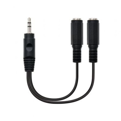 Cable Estéreo Nanocable 10.24.1200/ Jack 3.5 Macho - 2x Jack 3.5 Hembra/ 15cm/ Negro | Audio