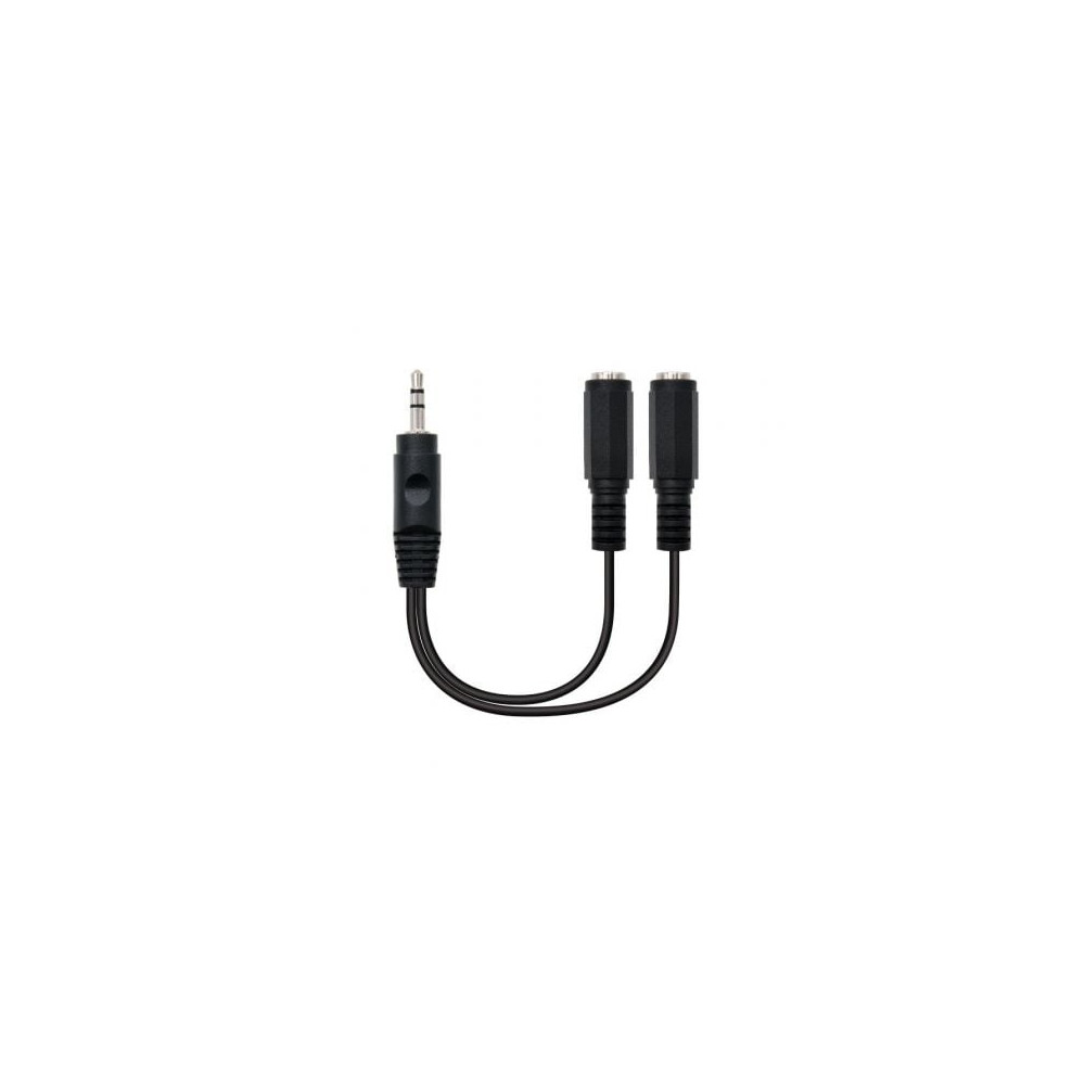 Cable Estéreo Nanocable 10.24.1200/ Jack 3.5 Macho - 2x Jack 3.5 Hembra/ 15cm/ Negro | Audio