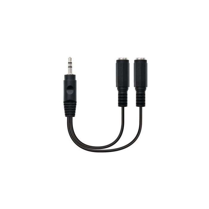 Cable Estéreo Nanocable 10.24.1200/ Jack 3.5 Macho - 2x Jack 3.5 Hembra/ 15cm/ Negro | Audio