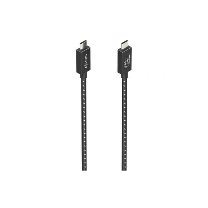 Cable USB 4.0 Tipo-C Aisens A156-0866/ USB Tipo-C Macho - USB Tipo-C Macho/ Hasta 240W/ 40Gbps/ 50cm/ Gris | USB-C