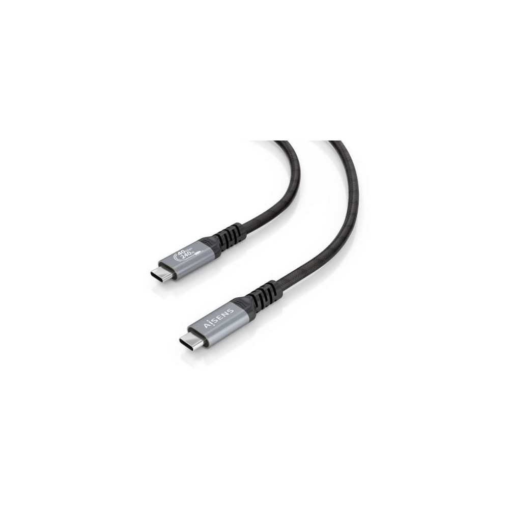 Cable USB 4.0 Tipo-C Aisens A156-0993/ USB Tipo-C Macho - USB Tipo-C Macho/ Hasta 240W/ 40Gbps/ 50cm/ Negro | USB-C