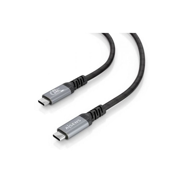 Cable USB 4.0 Tipo-C Aisens A156-0994/ USB Tipo-C Macho - USB Tipo-C Macho/ Hasta 240W/ 40Gbps/ 1m/ Negro | USB-C