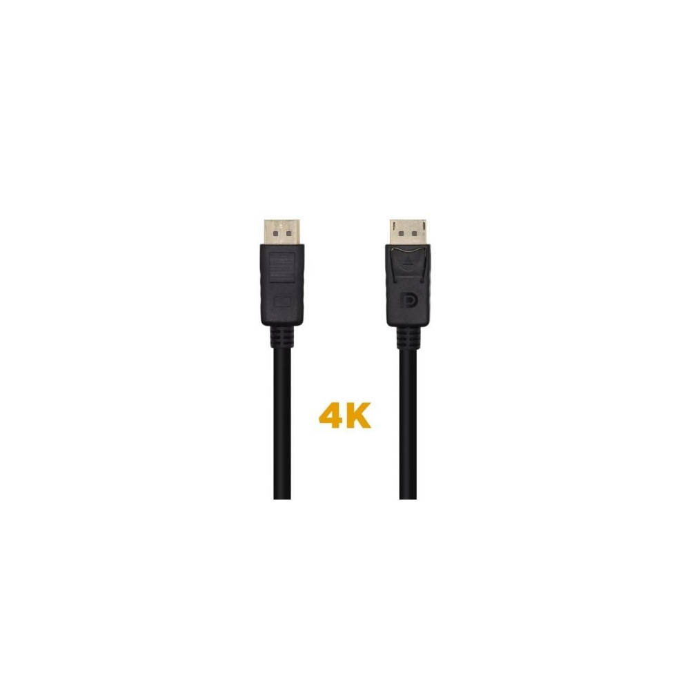 Cable DisplayPort 1.2 4K Aisens A124-0455/ DisplayPort Macho - DisplayPort Macho/ 1m/ Negro | VGA/DVI/DisplayPort