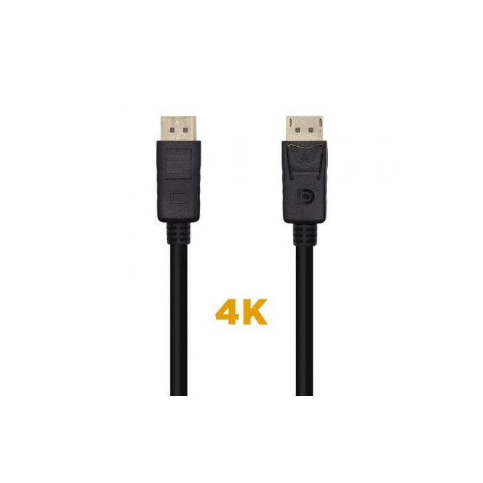Cable DisplayPort 1.2 4K Aisens A124-0455/ DisplayPort Macho - DisplayPort Macho/ 1m/ Negro | VGA/DVI/DisplayPort