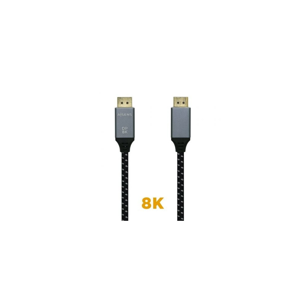Cable DisplayPort 1.4 8K Aisens A149-0435/ DisplayPort Macho - DisplayPort Macho/ 1m/ Negro Gris | VGA/DVI/DisplayPort