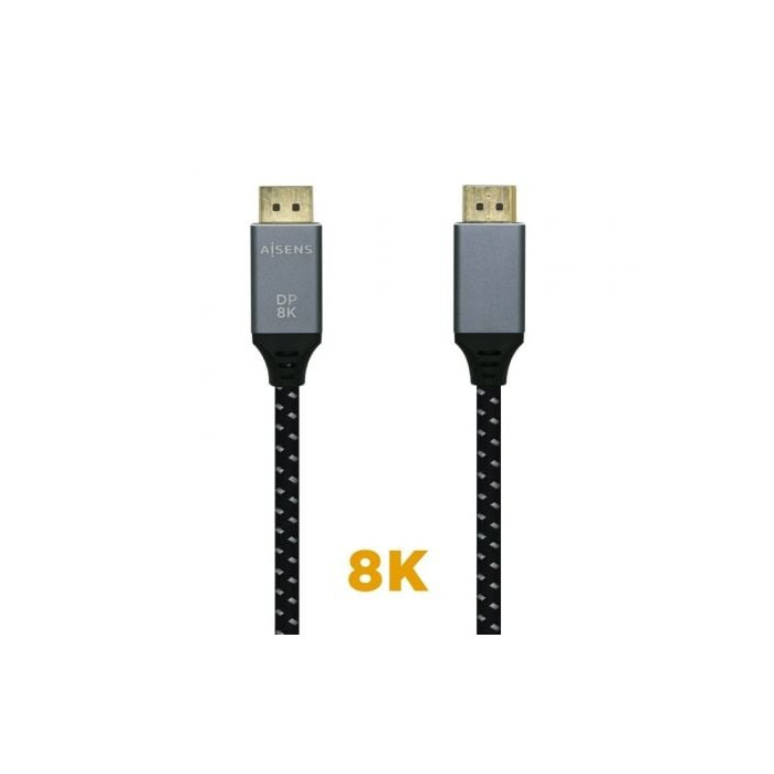 Cable DisplayPort 1.4 8K Aisens A149-0438/ DisplayPort Macho - DisplayPort Macho/ 3m/ Negro Gris | VGA/DVI/DisplayPort