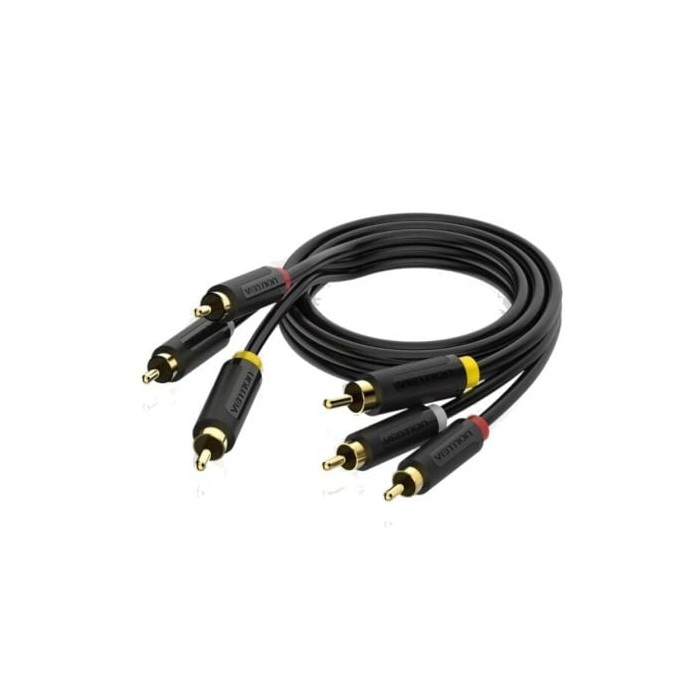 Cable Estéreo Vention BCABH/ 3x RCA Macho - 3x RCA Macho/ 2m/ Negro | Audio