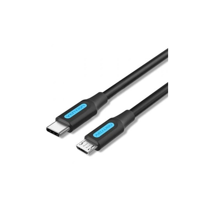 Cable USB 2.0 Tipo-C Vention COVBD/ USB Tipo-C Macho - MicroUSB Macho/ 480Mbps/ 50cm/ Negro | USB