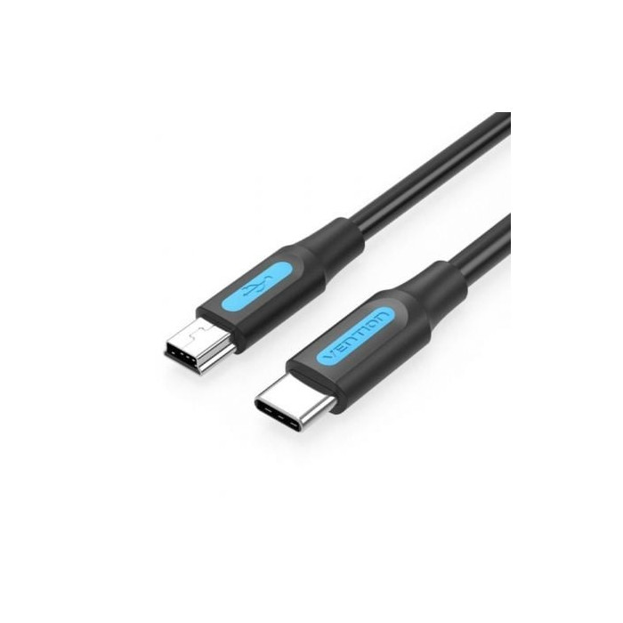Cable USB 2.0 Tipo-C Vention COWBH/ USB Tipo-C Macho - MiniUSB Macho/ Hasta 10W/ 480Mbps/ 2m/ Negro | USB