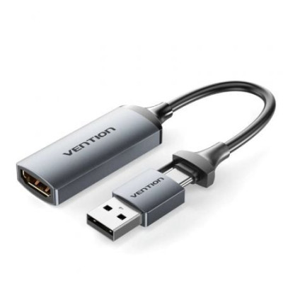 Conversor HDMI 4K 60Hz Vention ACWHA/ HDMI Hembra / USB Macho - USB Tipo-C Macho/ 480Mbps/ 10cm/ Negro | HDMI