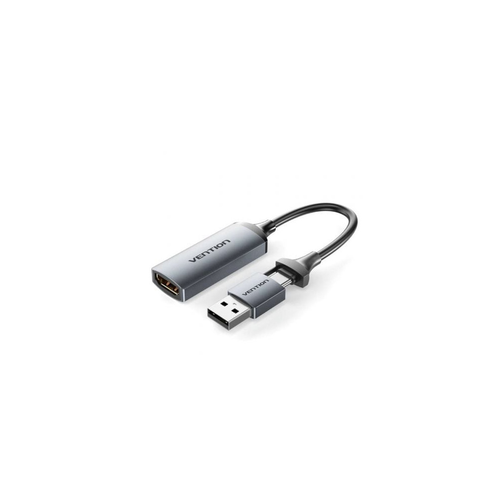 Conversor HDMI 4K 60Hz Vention ACWHA/ HDMI Hembra / USB Macho - USB Tipo-C Macho/ 480Mbps/ 10cm/ Negro | HDMI