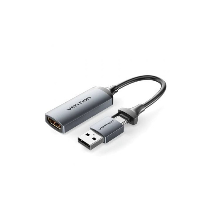 Conversor HDMI 4K 60Hz Vention ACWHA/ HDMI Hembra / USB Macho - USB Tipo-C Macho/ 480Mbps/ 10cm/ Negro | HDMI