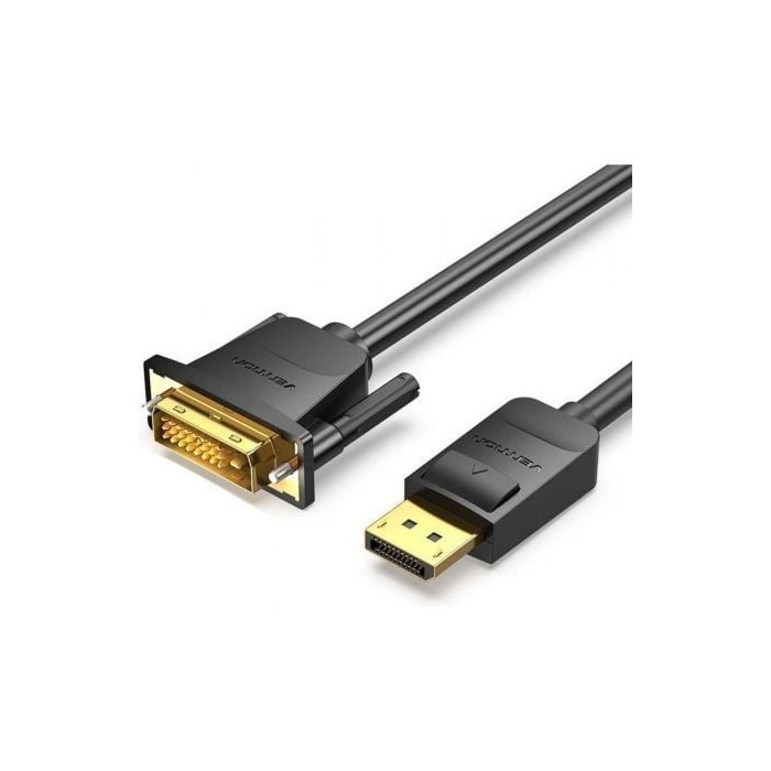 Cable Conversor Vention HAFBG/ DisplayPort Macho - DVI Macho/ 1.5m/ Negro | VGA/DVI/DisplayPort
