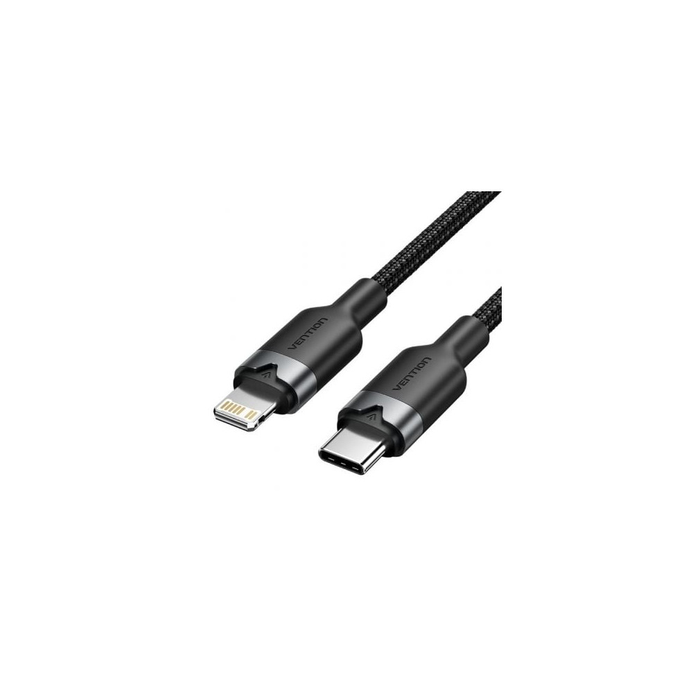 Cable USB Tipo-C Lightning Vention LALBH/ USB Tipo-C Macho - Lightning Macho/ 27W/ 480Mbps/ 2m/ Negro | Lightning