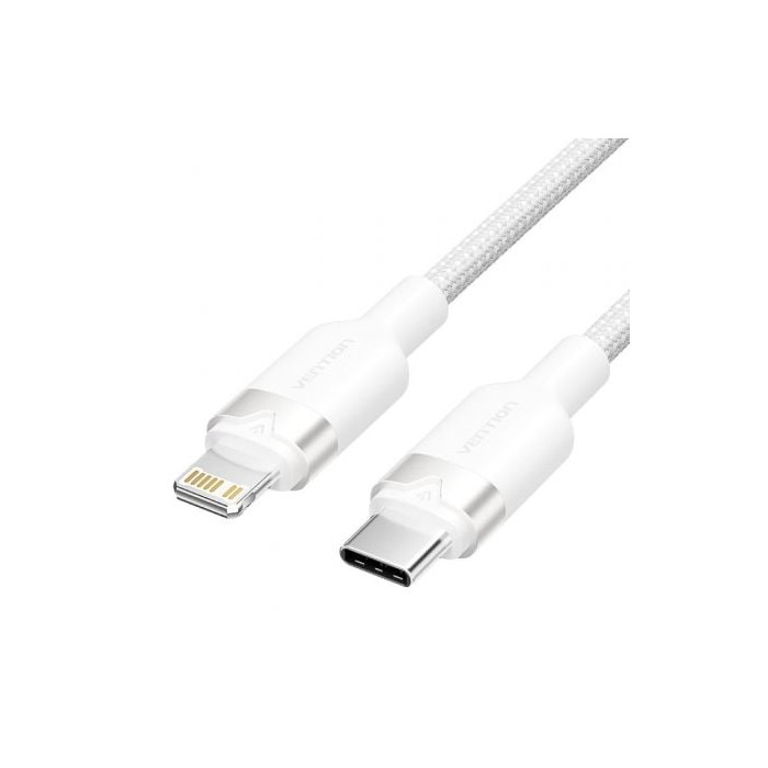 Cable USB Tipo-C Lightning Vention LALWH/ USB Tipo-C Macho - Lightning Macho/ 27W/ 480Mbps/ 2m/ Blanco | Lightning