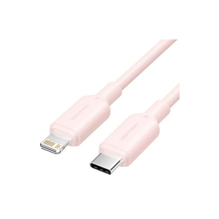 Cable USB 2.0 Tipo-C Lightning Vention LAKPH/ USB Tipo-C Macho - Lightning Macho/ Hasta 27W/ 480Mbps/ 2m/ Rosa | Lightning