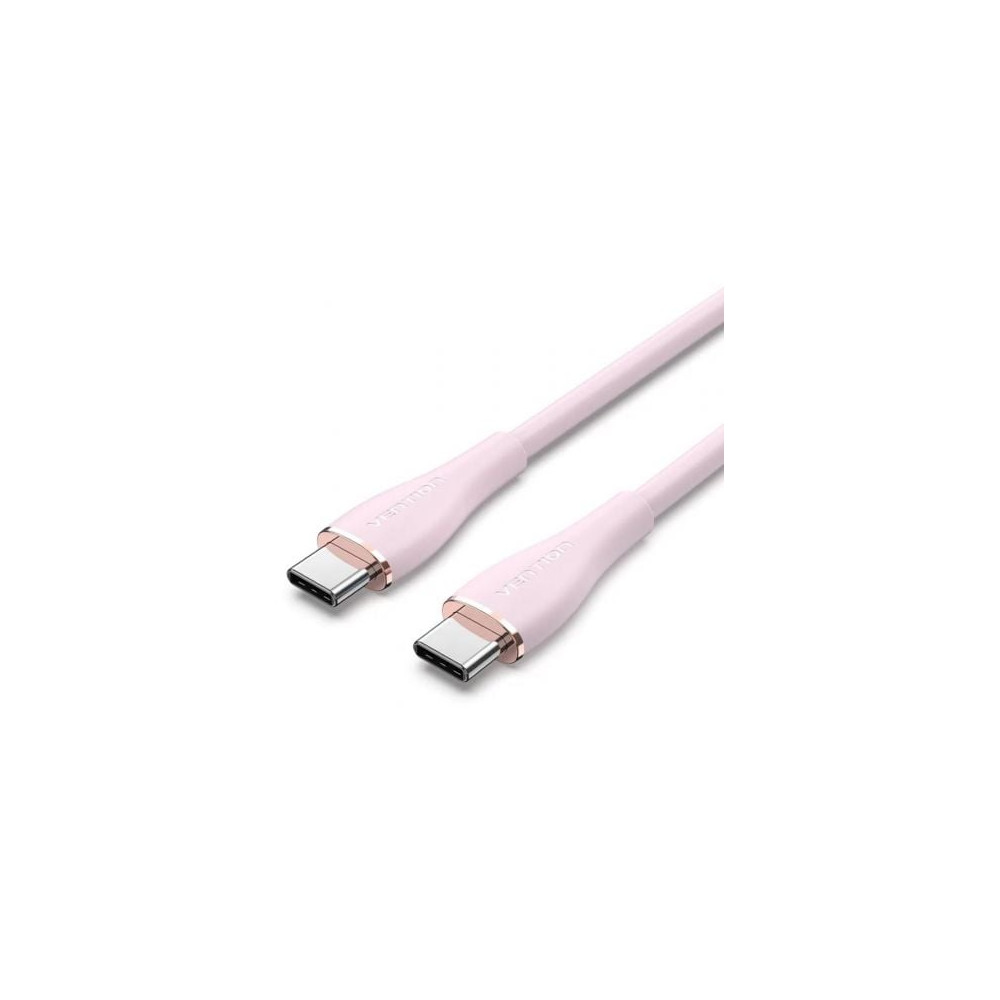 Cable USB 2.0 Tipo-C Vention TAWPF/ USB Tipo-C Macho - USB Tipo-C Macho/ Hasta 100W/ 480Mbps/ 1m/ Rosa | USB