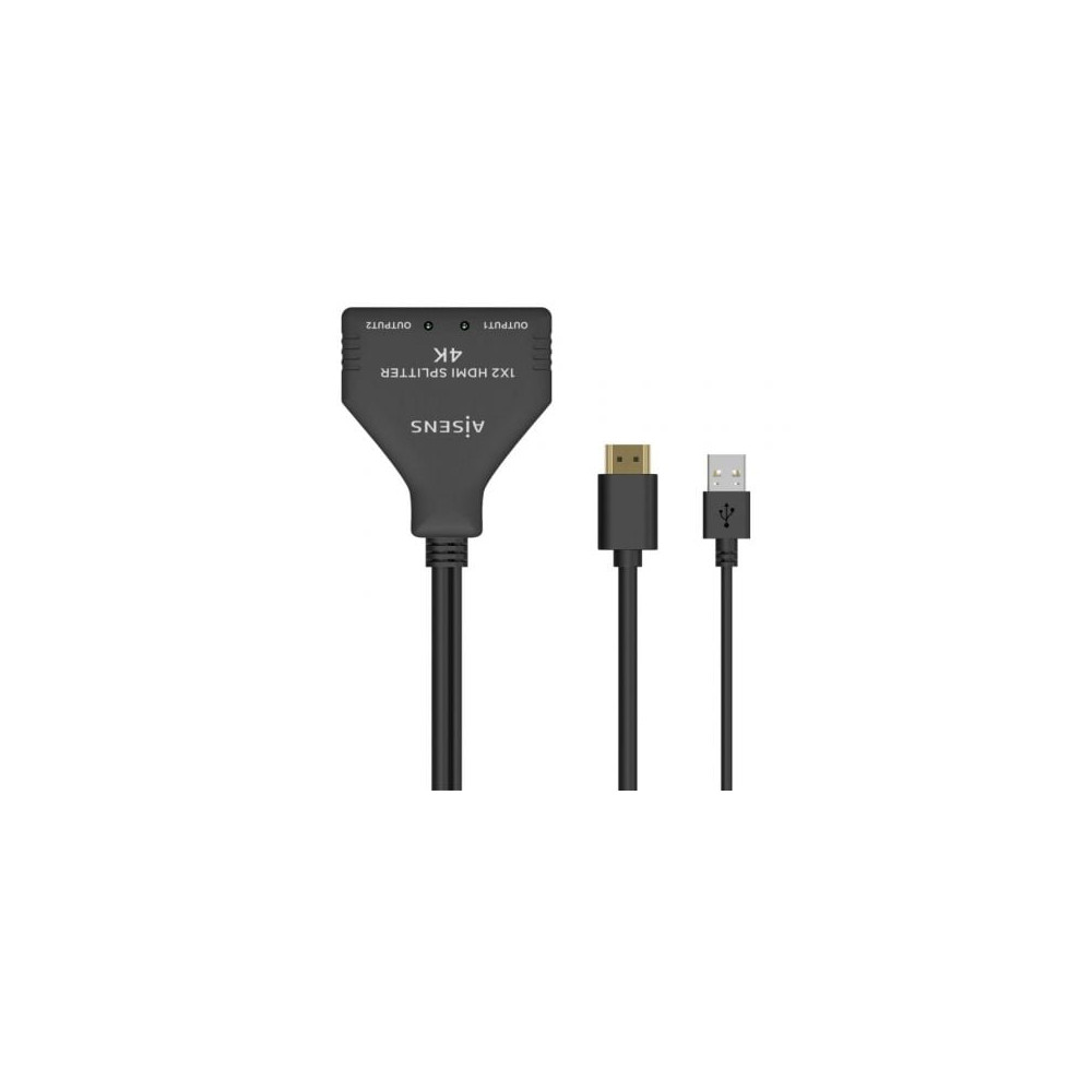 Cable Duplicador HDMI 4K Aisens A123-0654/ 2x HDMI Hembra - HDMI Macho - USB Macho/ 30cm/ Negro | HDMI