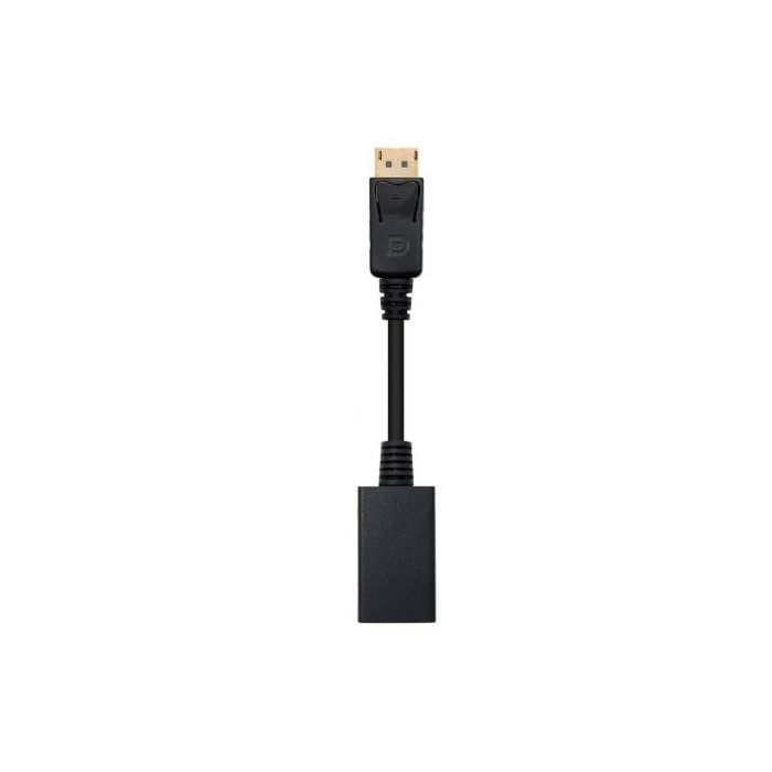 Conversor Nanocable 10.16.0502/ DisplayPort Macho - HDMI Hembra/ 15cm/ Negro | VGA/DVI/DisplayPort