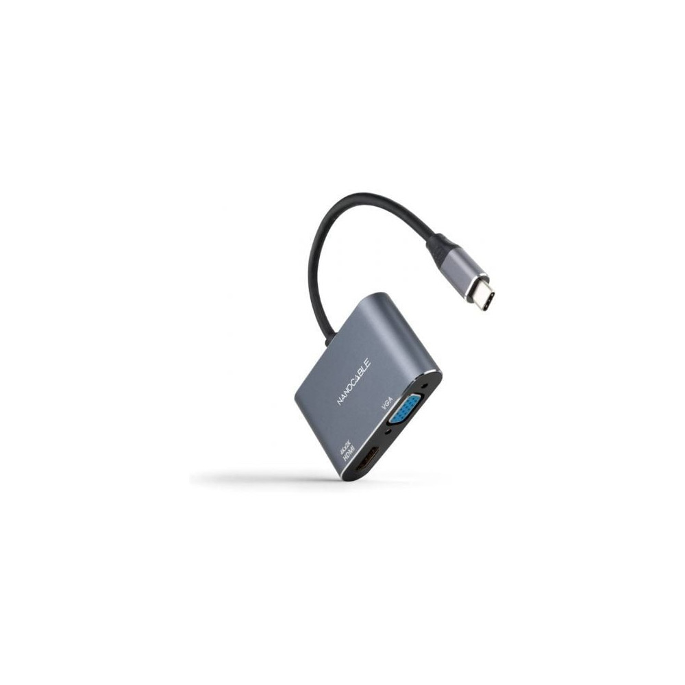 Conversor Nanocable 10.16.4303/ USB Tipo-C Macho/ HDMI Hembra - VGA Hembra/ 15cm/ Gris | HDMI