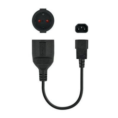 Adaptador Alimentación Nanocable 10.22.0901/ C14 Macho - CEE7 Hembra/ 25cm/ Negro | Alimentación y Datos