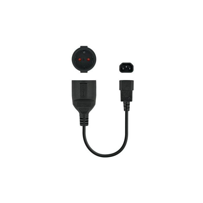 Adaptador Alimentación Nanocable 10.22.0901/ C14 Macho - CEE7 Hembra/ 25cm/ Negro | Alimentación y Datos