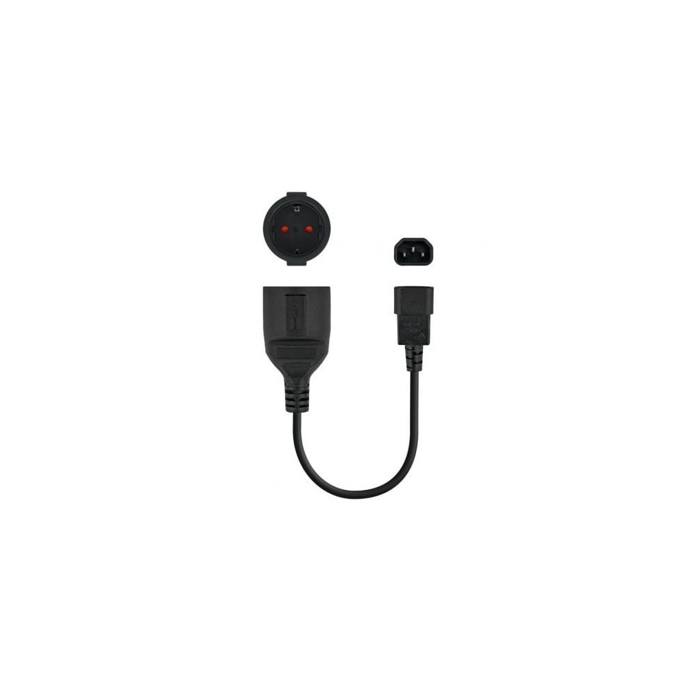 Adaptador Alimentación Nanocable 10.22.0902/ C14 Macho - CEE7 Hembra/ 50cm/ Negro | Alimentación y Datos