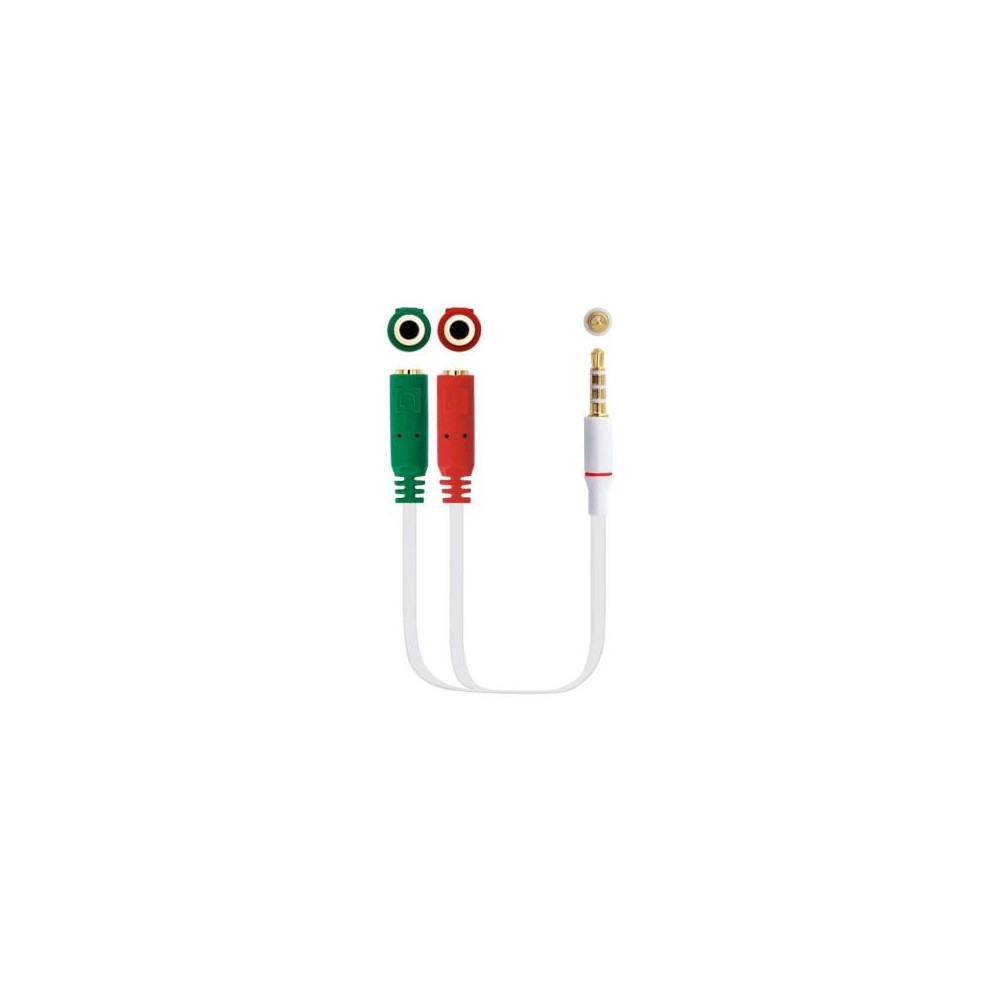 Cable Estéreo Nanocable 10.24.1201/ Jack 3.5 Macho - 2x Jack 3.5 Hembra/ 20cm/ Blanco | Audio