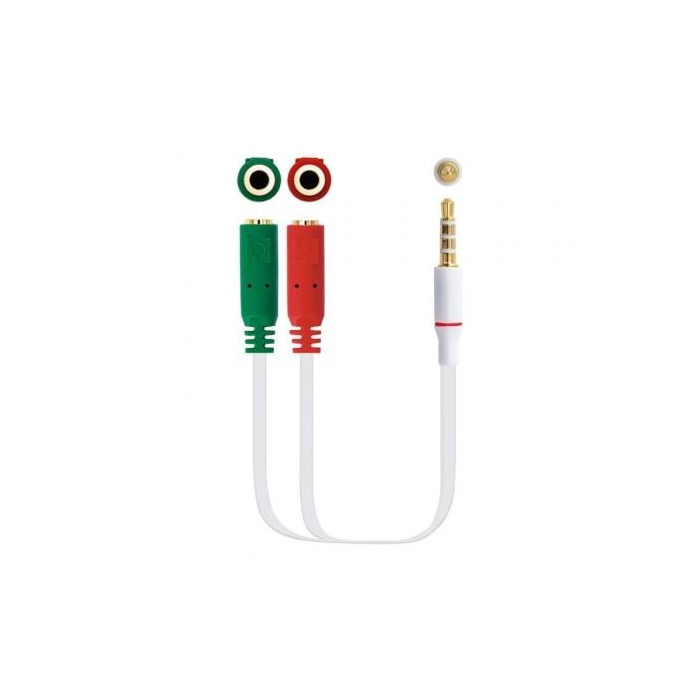 Cable Estéreo Nanocable 10.24.1201/ Jack 3.5 Macho - 2x Jack 3.5 Hembra/ 20cm/ Blanco | Audio
