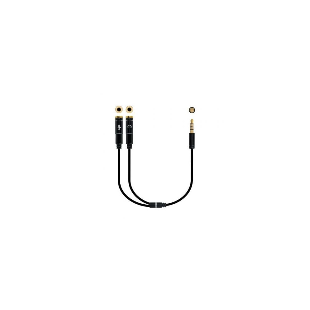 Cable Estéreo Nanocable 10.24.1202/ Jack 3.5 Macho - 2x Jack 3.5 Hembra/ 30cm/ Negro | Audio