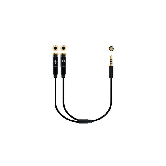 Cable Estéreo Nanocable 10.24.1202/ Jack 3.5 Macho - 2x Jack 3.5 Hembra/ 30cm/ Negro | Audio