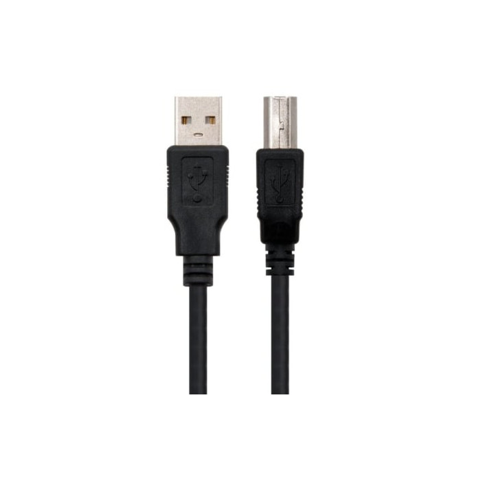 Cable USB 2.0 Impresora Nanocable 10.01.0102/ USB Tipo-B Macho - USB Macho/ 1m/ Negro | USB