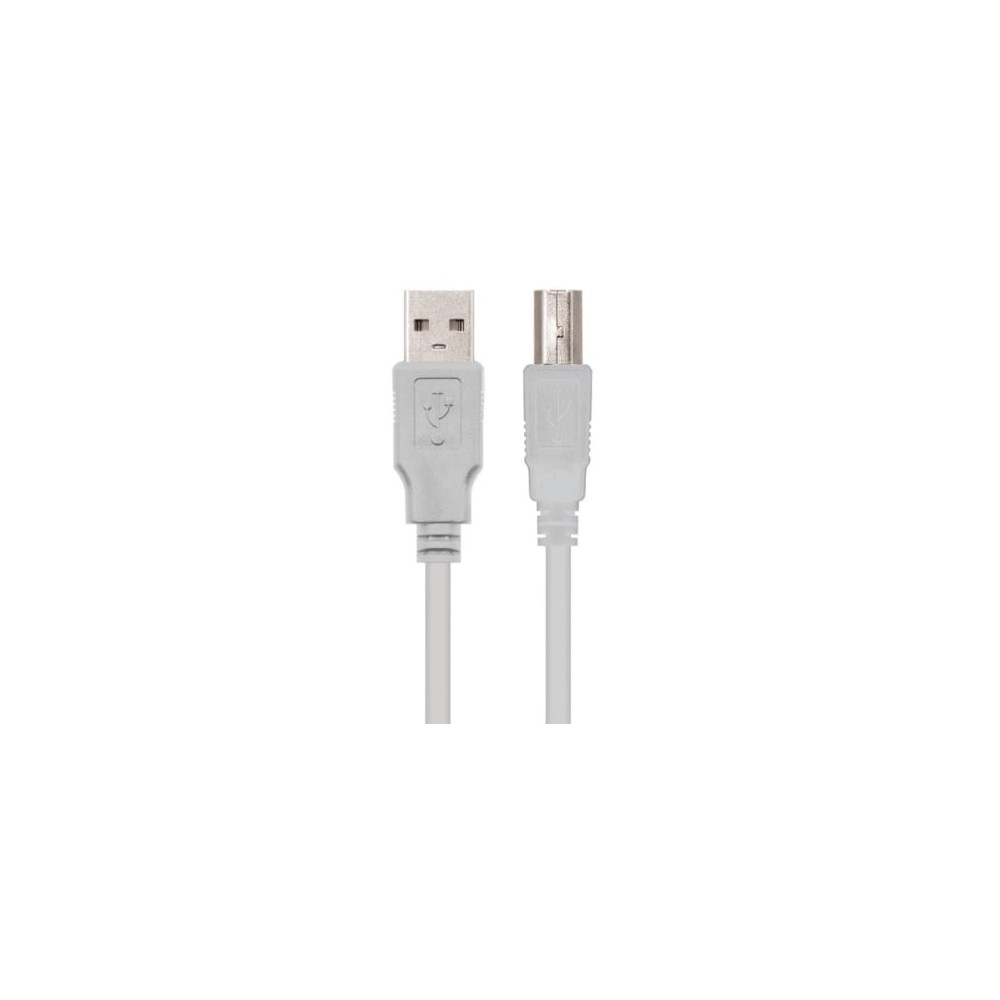 Cable USB 2.0 Impresora Nanocable 10.01.0104/ USB Tipo-B Macho - USB Macho/ 3m/ Beige | USB