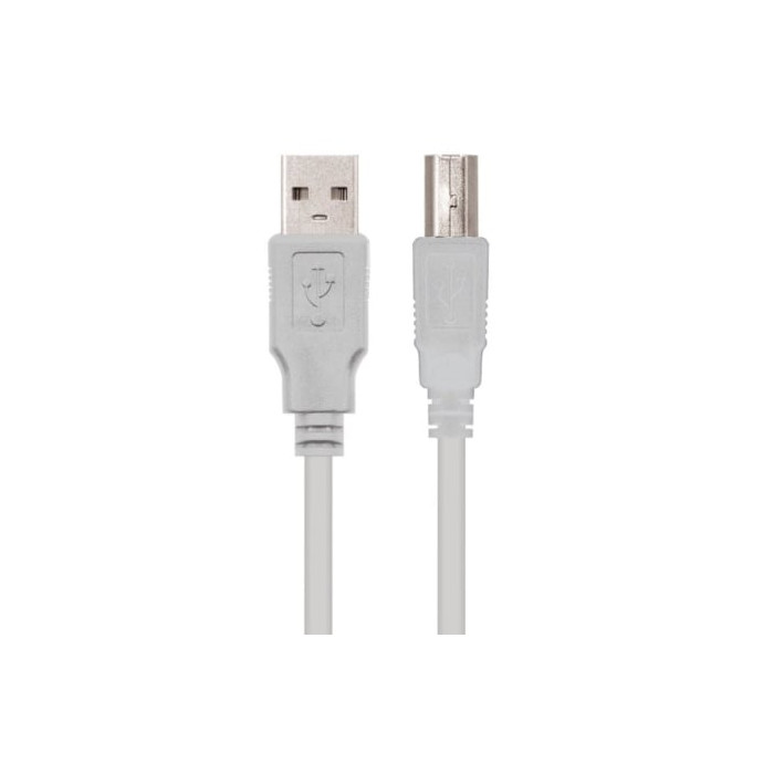Cable USB 2.0 Impresora Nanocable 10.01.0104/ USB Tipo-B Macho - USB Macho/ 3m/ Beige | USB