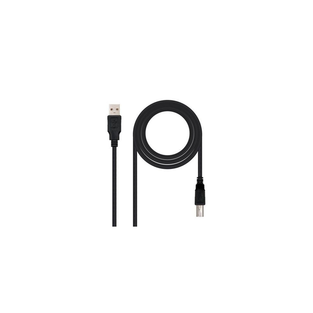 Cable USB 2.0 Impresora Nanocable 10.01.0104-BK/ USB Tipo-B Macho - USB Macho/ 3m/ Negro | USB