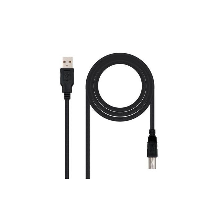 Cable USB 2.0 Impresora Nanocable 10.01.0104-BK/ USB Tipo-B Macho - USB Macho/ 3m/ Negro | USB