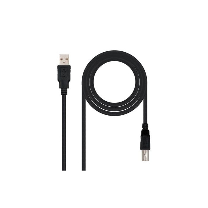 Cable USB 2.0 Impresora Nanocable 10.01.0105-BK/ USB Tipo-B Macho - USB Macho/ 4.5m/ Negro | USB