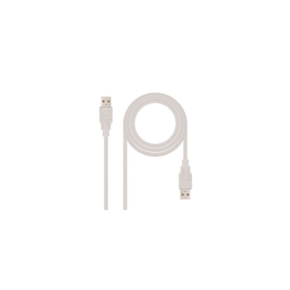Cable USB 2.0 Nanocable 10.01.0302/ USB Macho - USB Macho/ 1m/ Beige | USB