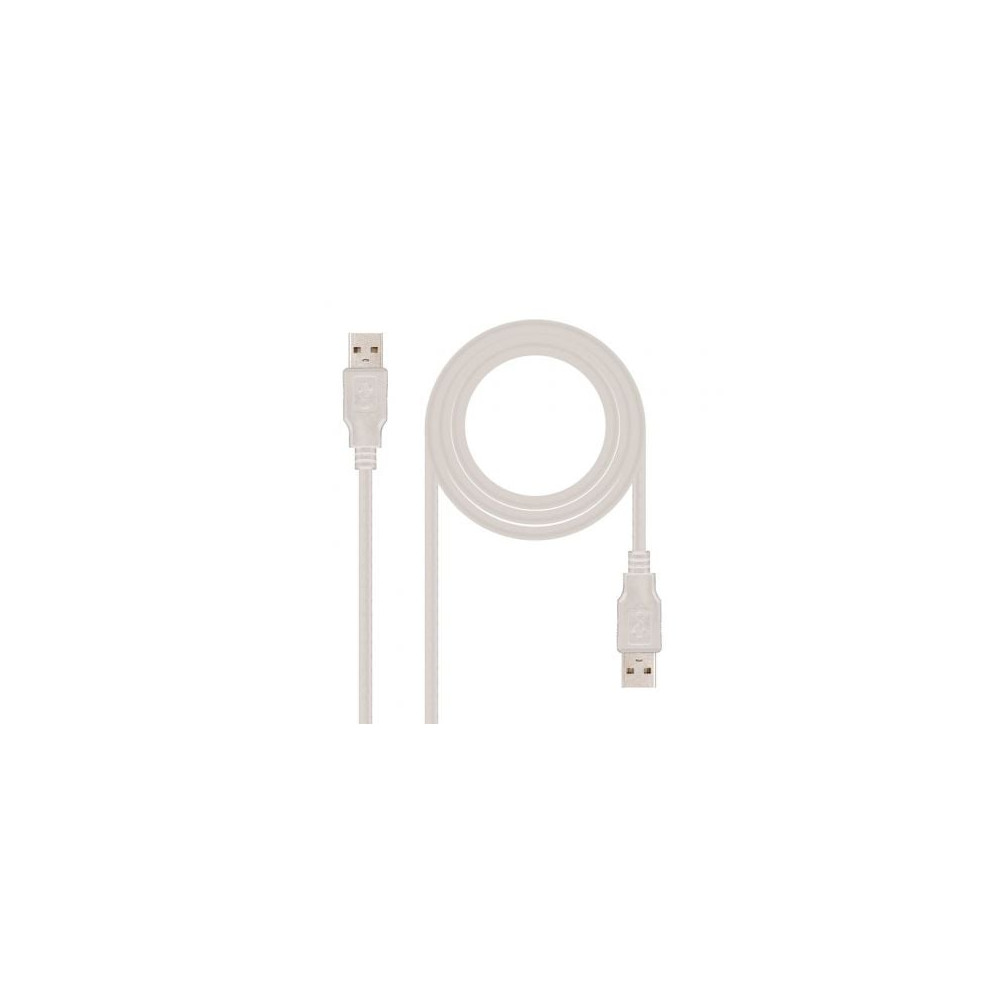 Cable USB 2.0 Nanocable 10.01.0304/ USB Macho - USB Macho/ 3m/ Beige | USB