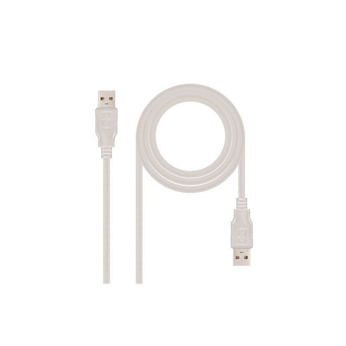 Cable USB 2.0 Nanocable 10.01.0304/ USB Macho - USB Macho/ 3m/ Beige | USB