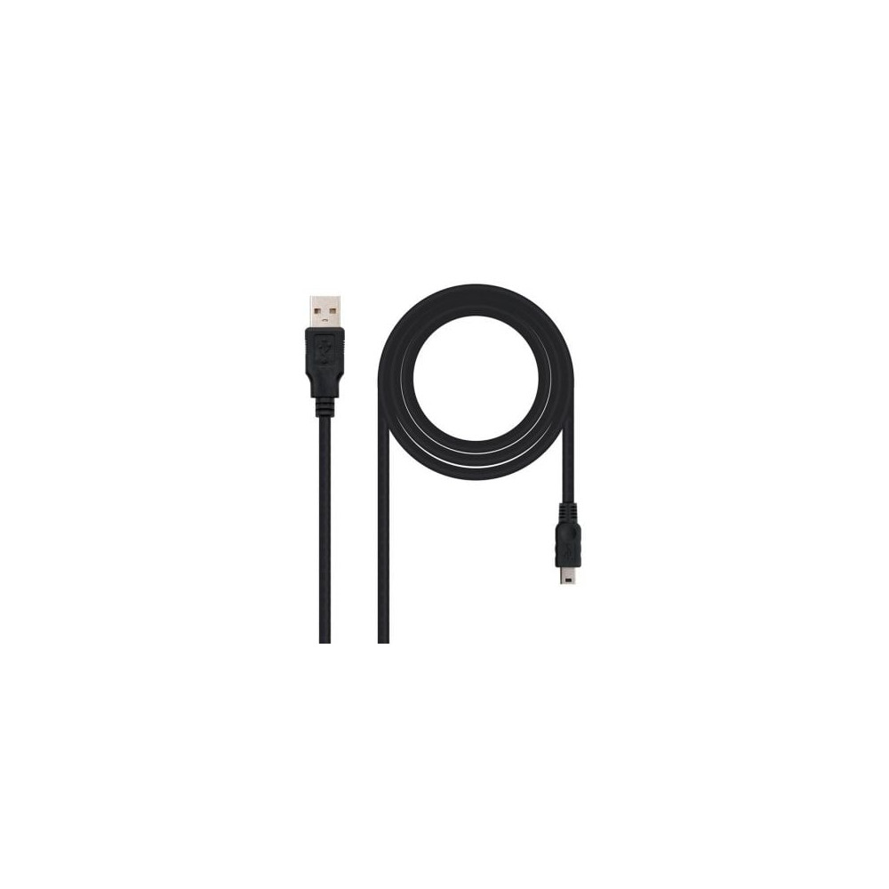 Cable USB 2.0 Nanocable 10.01.0401/ USB Macho - MiniUSB Macho/ 1m/ Negro | USB