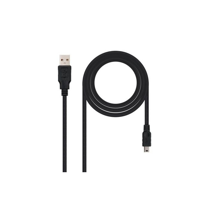 Cable USB 2.0 Nanocable 10.01.0401/ USB Macho - MiniUSB Macho/ 1m/ Negro | USB