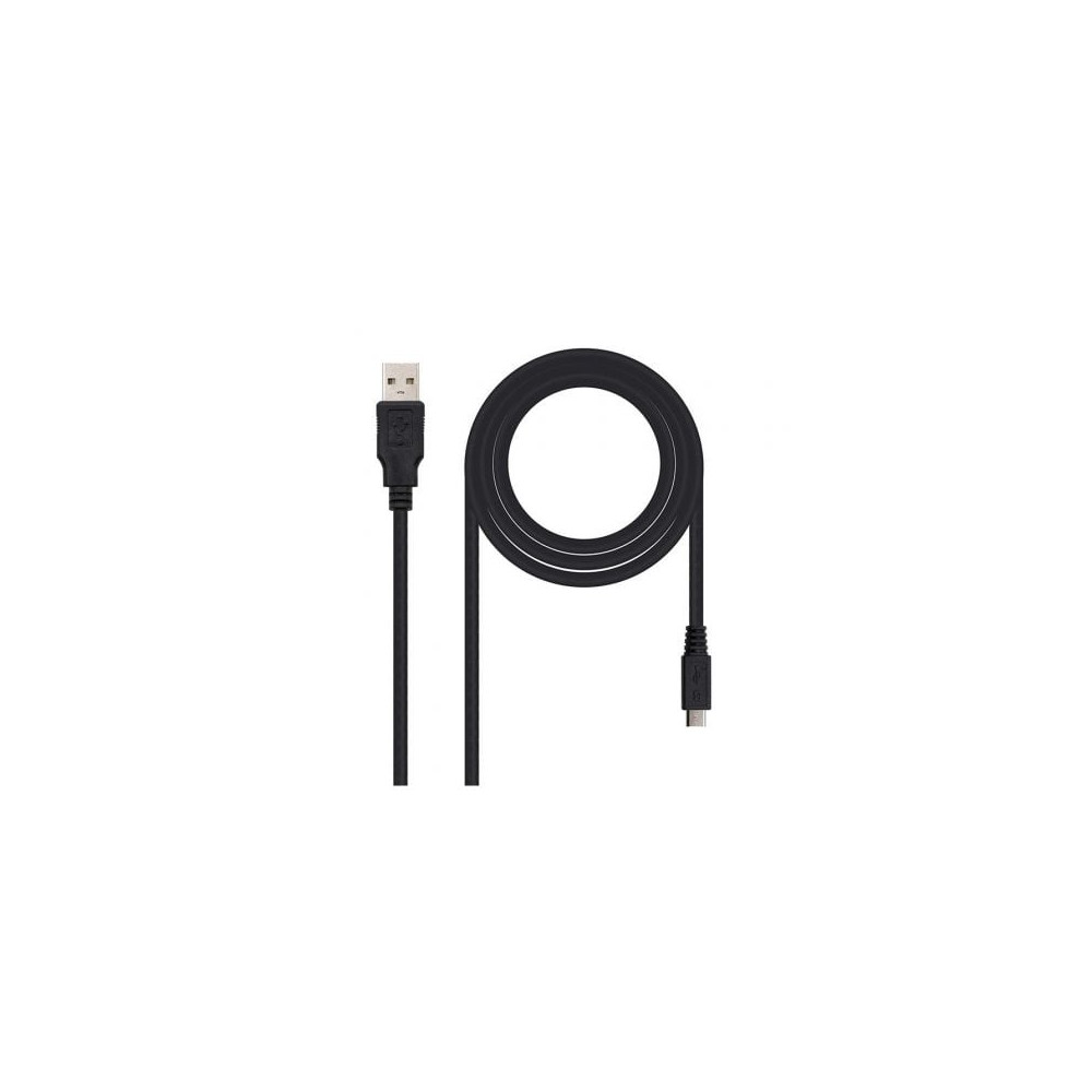 Cable USB 2.0 Nanocable 10.01.0501/ USB Macho - MicroUSB Macho/ 1.8m/ Negro | USB