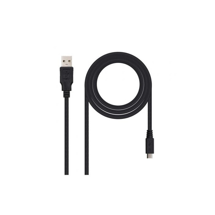 Cable USB 2.0 Nanocable 10.01.0501/ USB Macho - MicroUSB Macho/ 1.8m/ Negro | USB