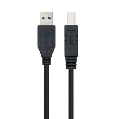 Cable USB 3.0 Impresora Nanocable 10.01.0802-BK/ USB Tipo-B Macho - USB Macho/ 2m/ Negro | USB