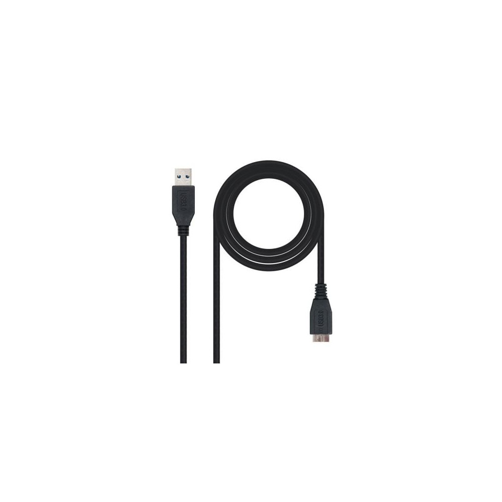 Cable USB 3.0 Nanocable 10.01.1101-BK/ USB Macho - MicroUSB Macho/ 1m/ Negro | USB